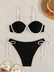 Sexy Coffee Patchwork Bikini Set