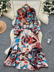 Long Sleeves Vacation Floral Dress