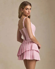 Elegant Crop Tops And Mini Skirt Sets Sleeveless Slim Sexy Tank Top Vest Party Set