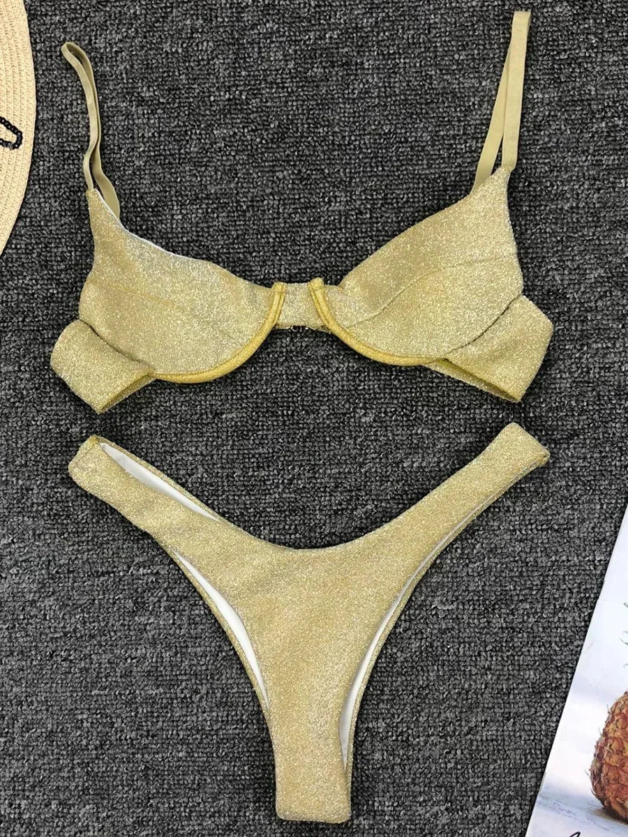 Glitter Sparkling Underwired V-Bar Bikini