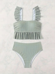 Sexy Ruffle Two Piece Tankini Swimsuit