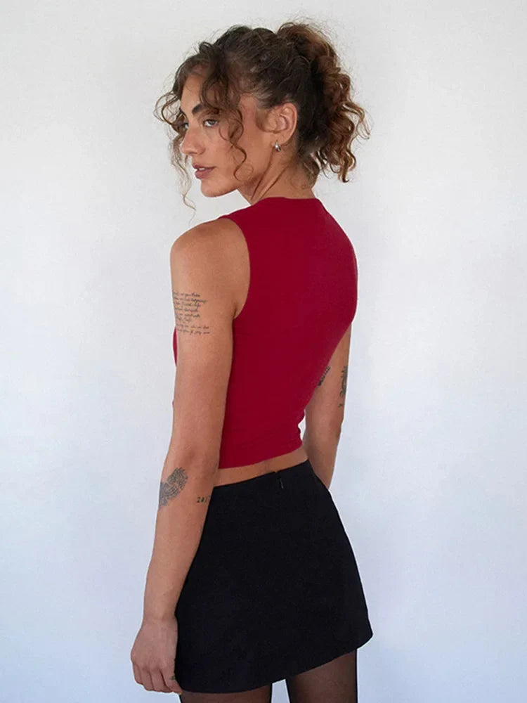 Y2K Women'S Bow Tie-Up Tank Tops