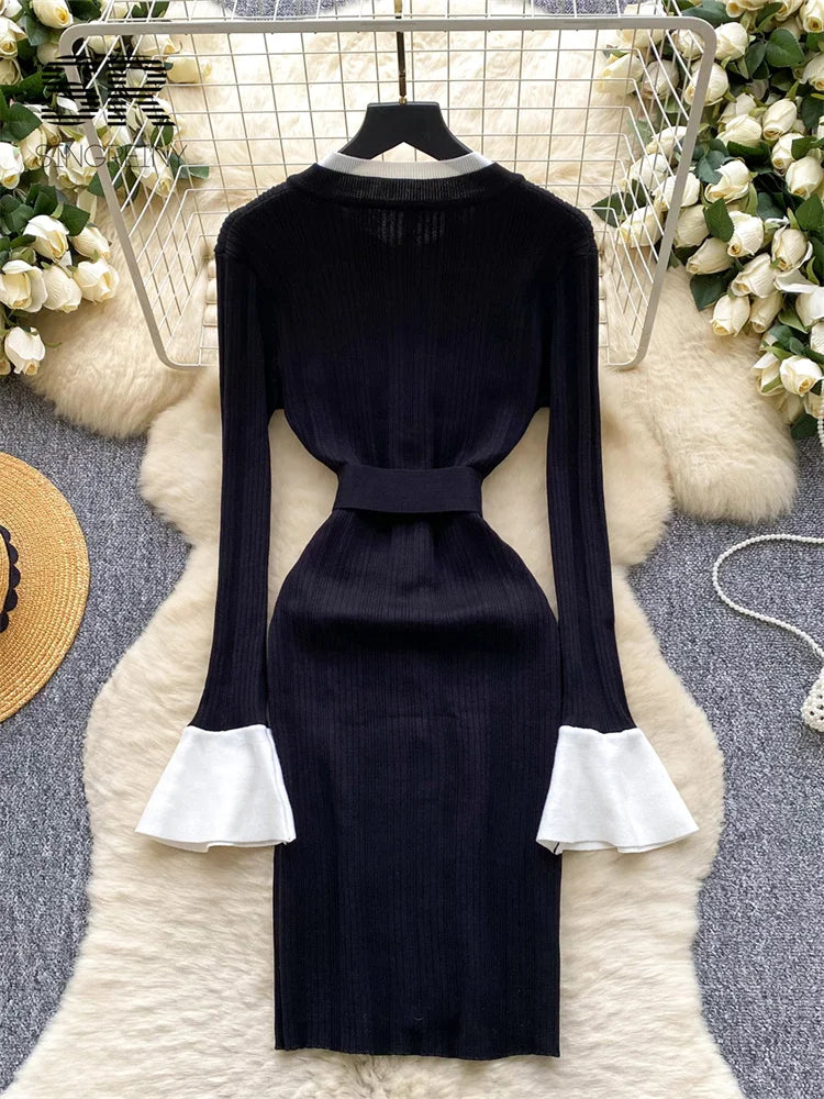 Office Lady Slim Knitted Dress