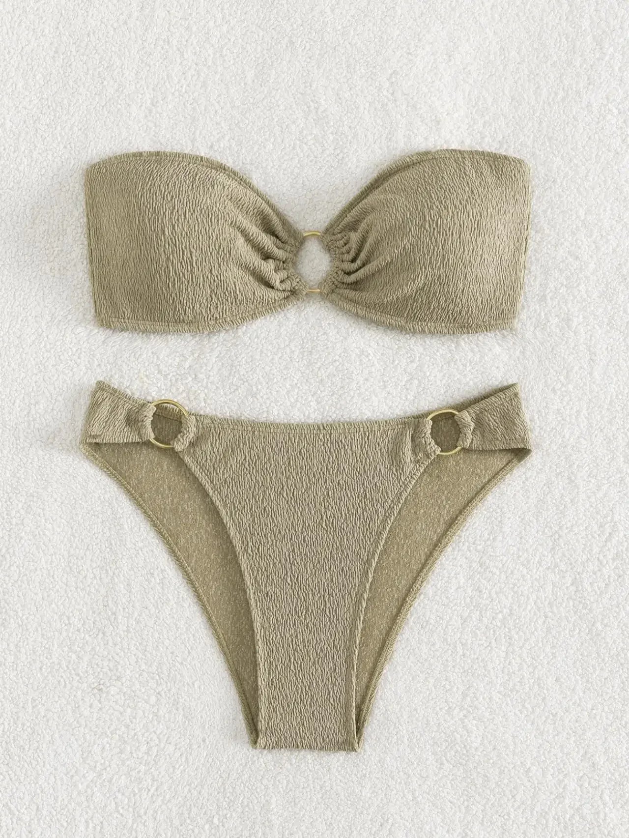 Metal Ring Linked Push Up Micro Swimsuit
