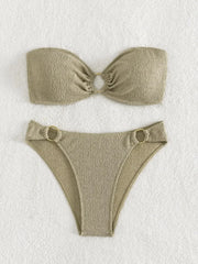 Metal Ring Linked Push Up Micro Swimsuit