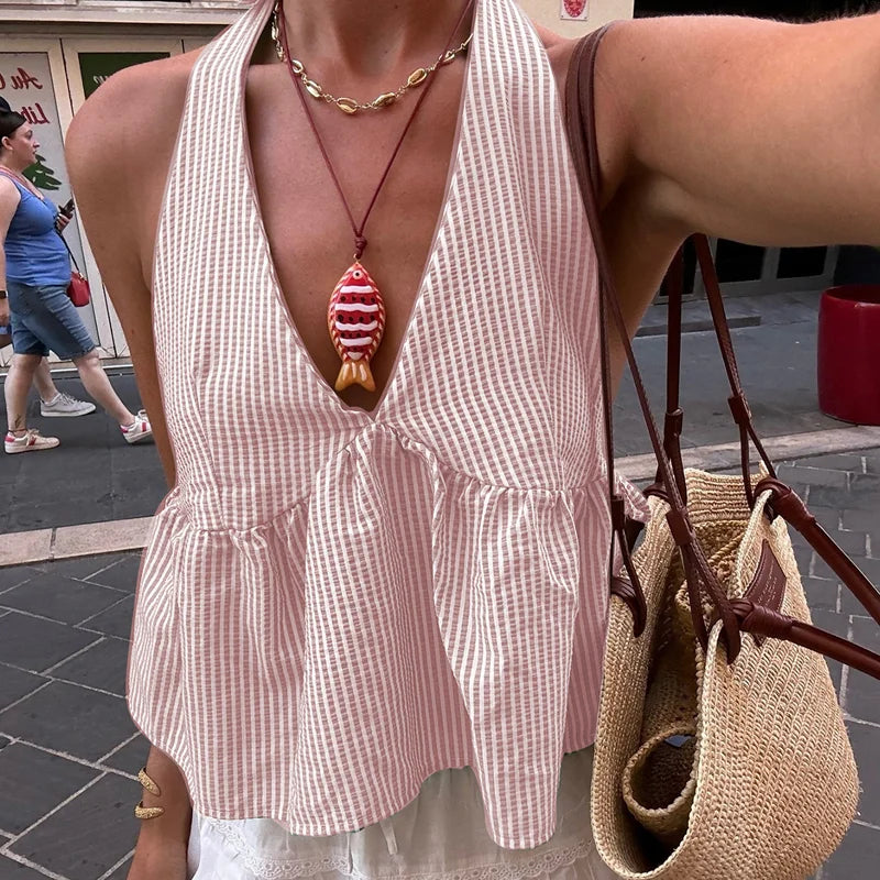 Bohemian Plaid Babydoll Tank Tops