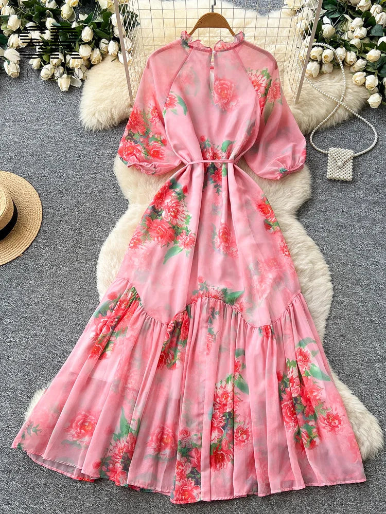 Floral Chiffon Maxi Dress