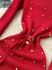 High Quality Beading Knitted Dress