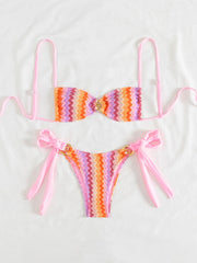 Sexy Pink Striped Mini Bikini