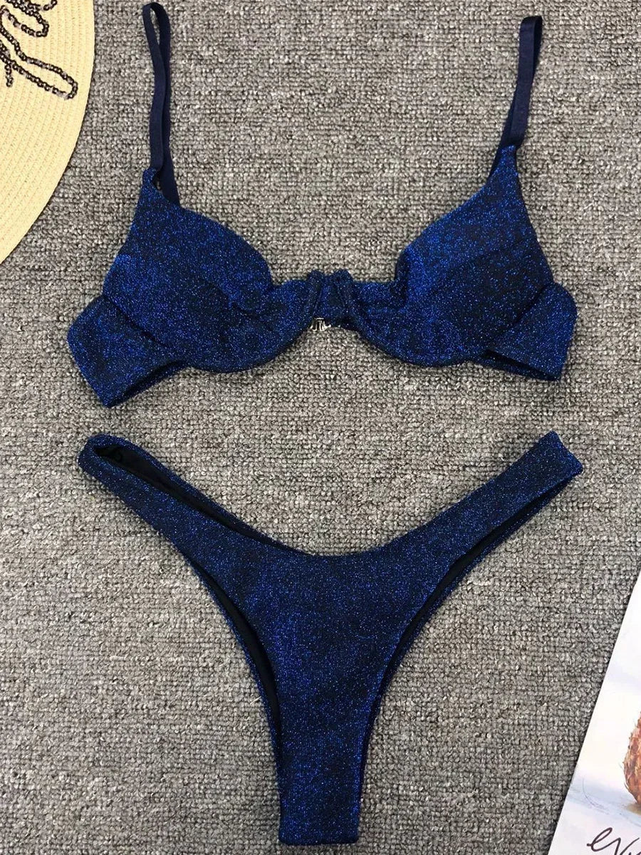 Glitter Sparkling Underwired V-Bar Bikini