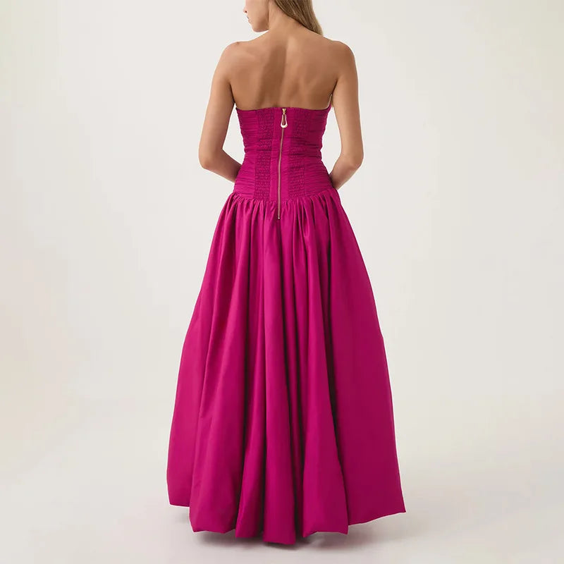 Strapless Solid Color Maxi Dress
