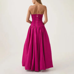 Strapless Solid Color Maxi Dress