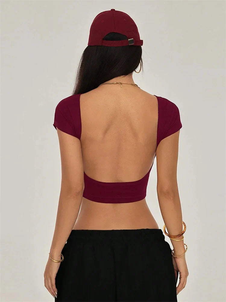 Grunge Y2K Clothes High Street Style Plain Black Crop Tee Top