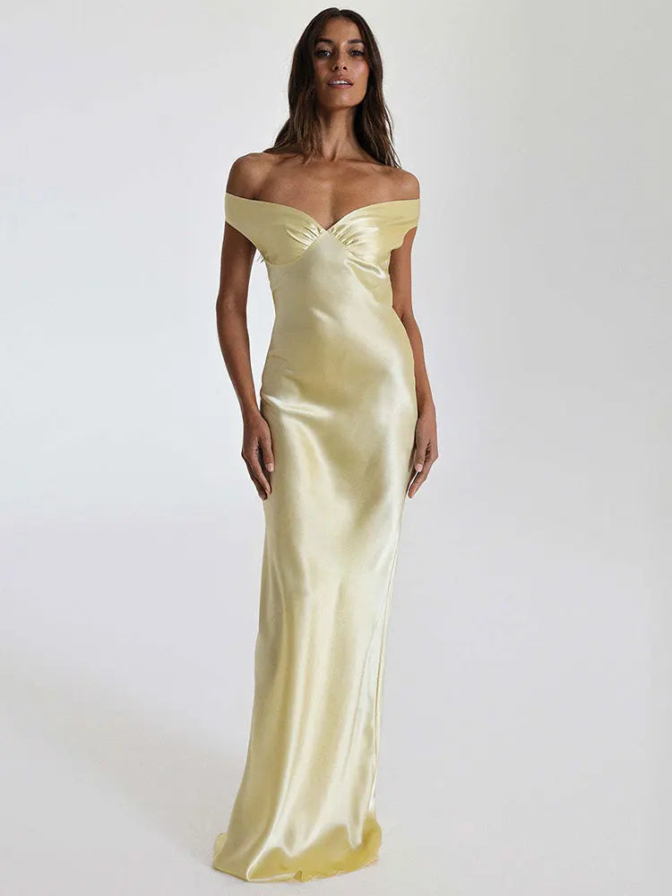 Elegant Satin Backless Maxi Dress