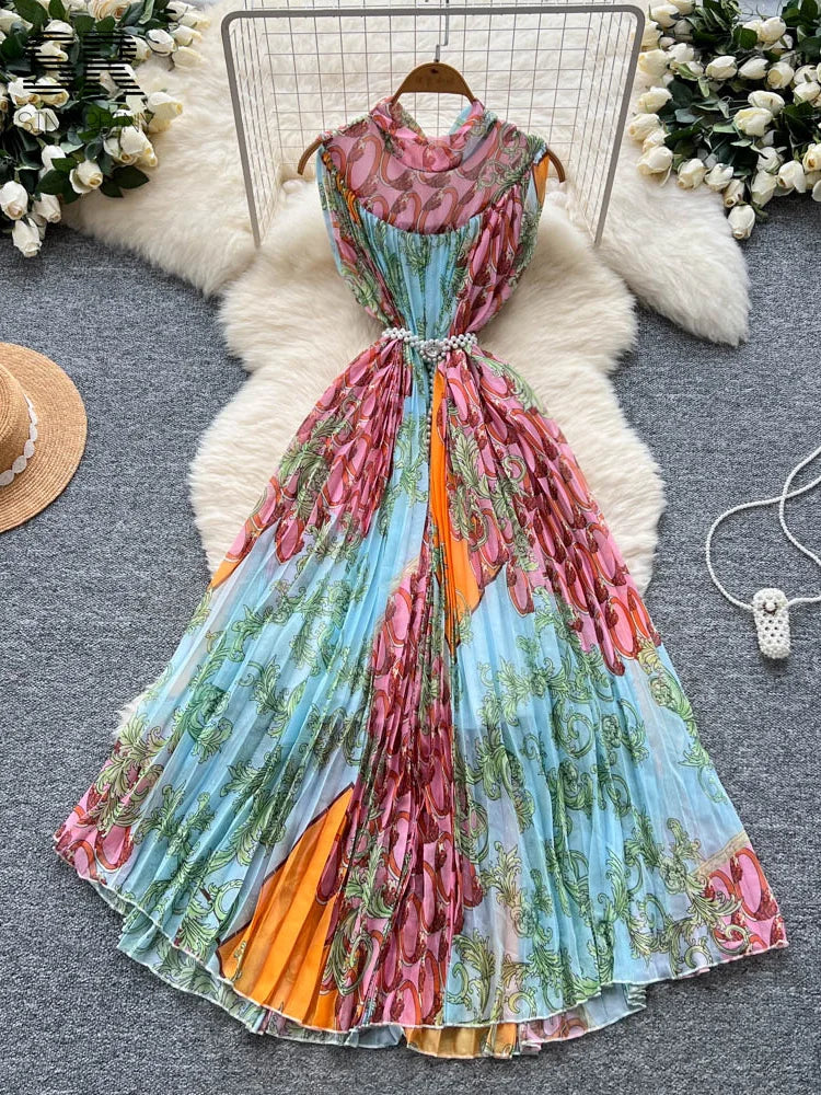 Vintage Print Loose Dress