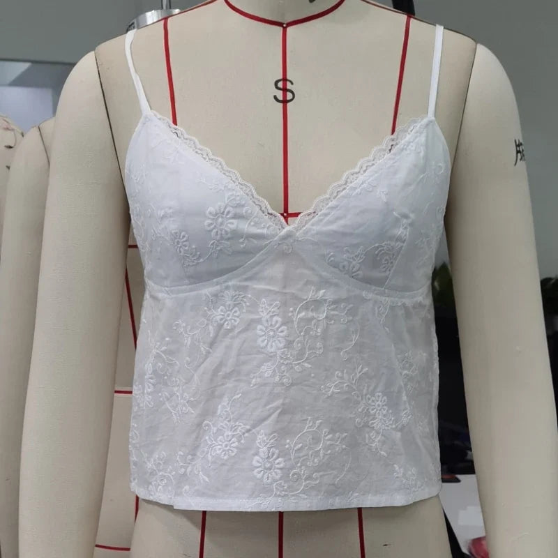 V Neck Camis Sleeveless Spaghetti Strap Crop Tops