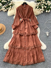 Retro Lace Spliced Dress