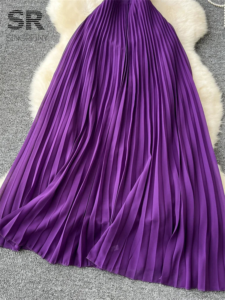 Sexy Halter Pleated Dress