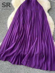 Sexy Halter Pleated Dress