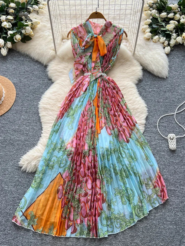 Vintage Print Loose Dress