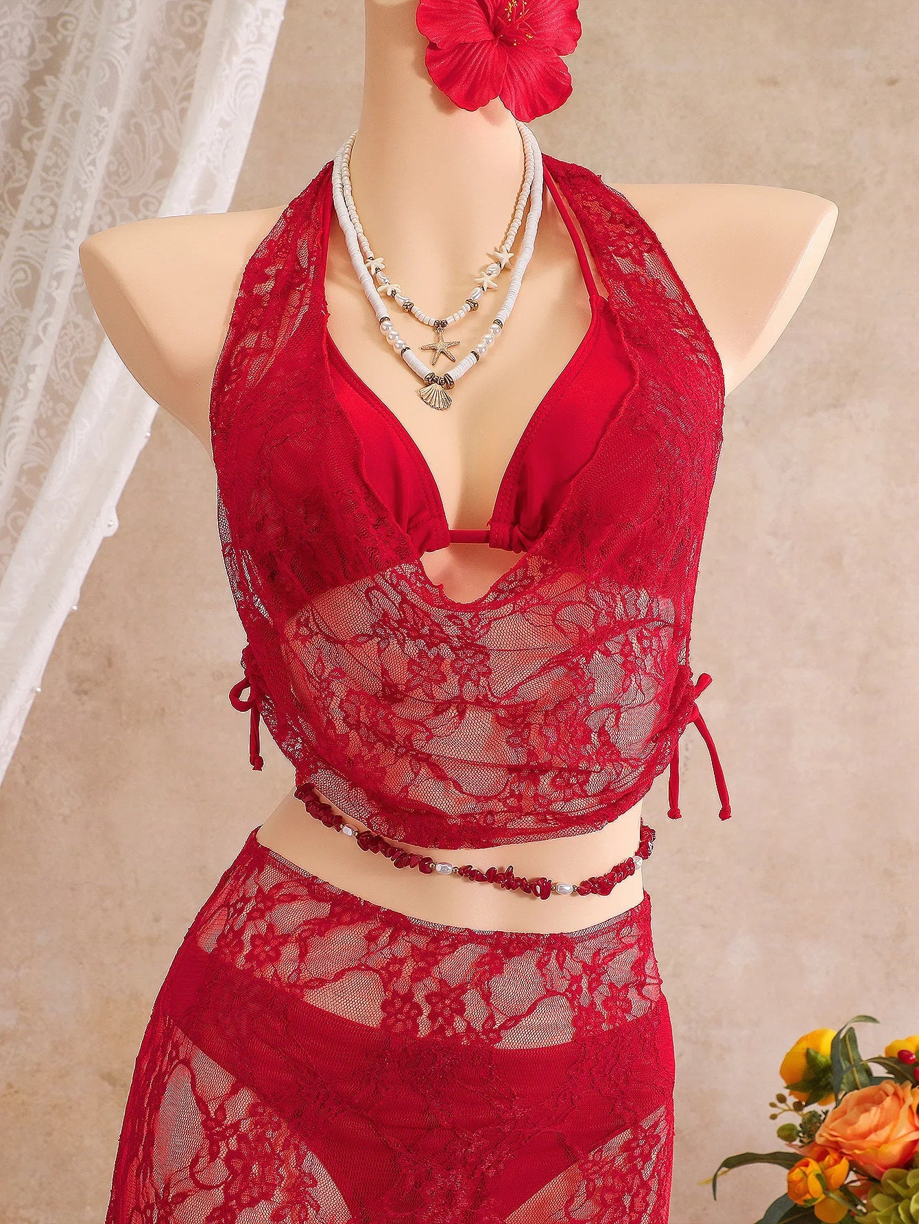 Sexy Red White Holiday Bikini Set
