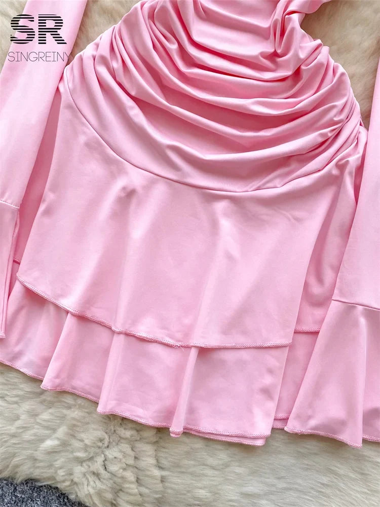 Autumn Sexy Ruffles Mini Dress