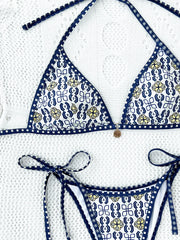 Sexy Blue Ethnic Print Bikini Set