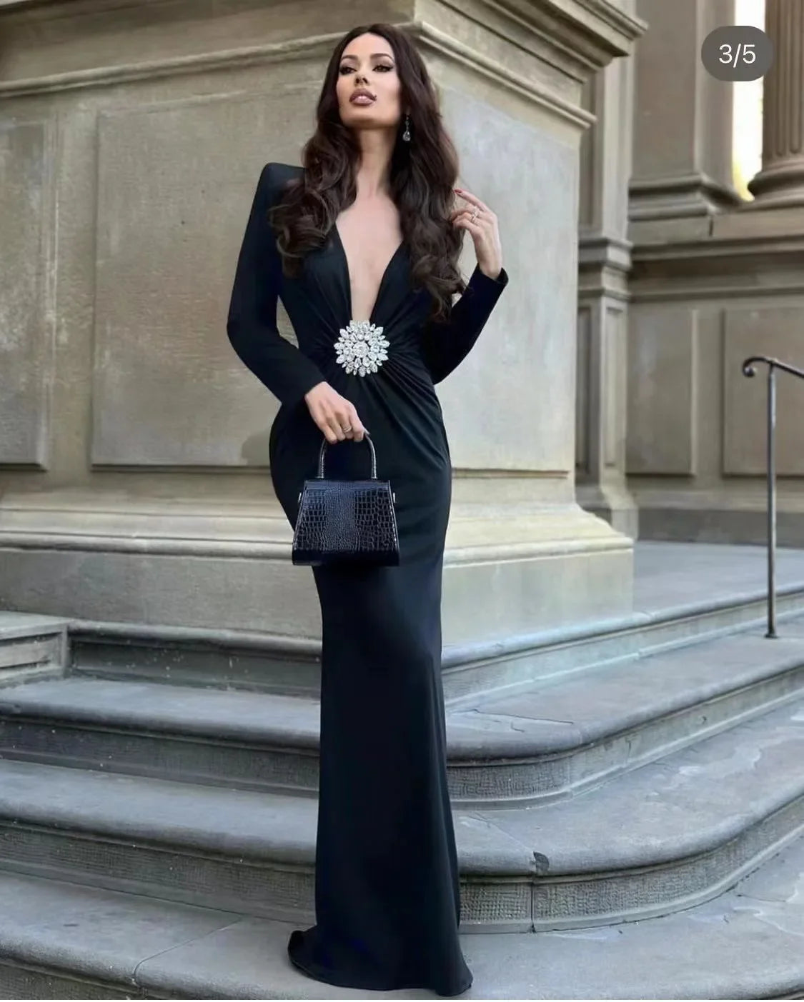 Guest Wedding party Gowns Black Maxi Dress