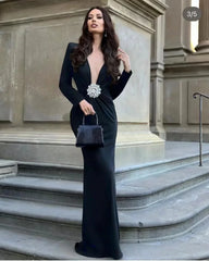 Guest Wedding party Gowns Black Maxi Dress