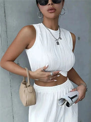 Casual High Street Style Mock Neck Crop Top