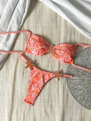Sexy Orange Shell Print Micro Bikini