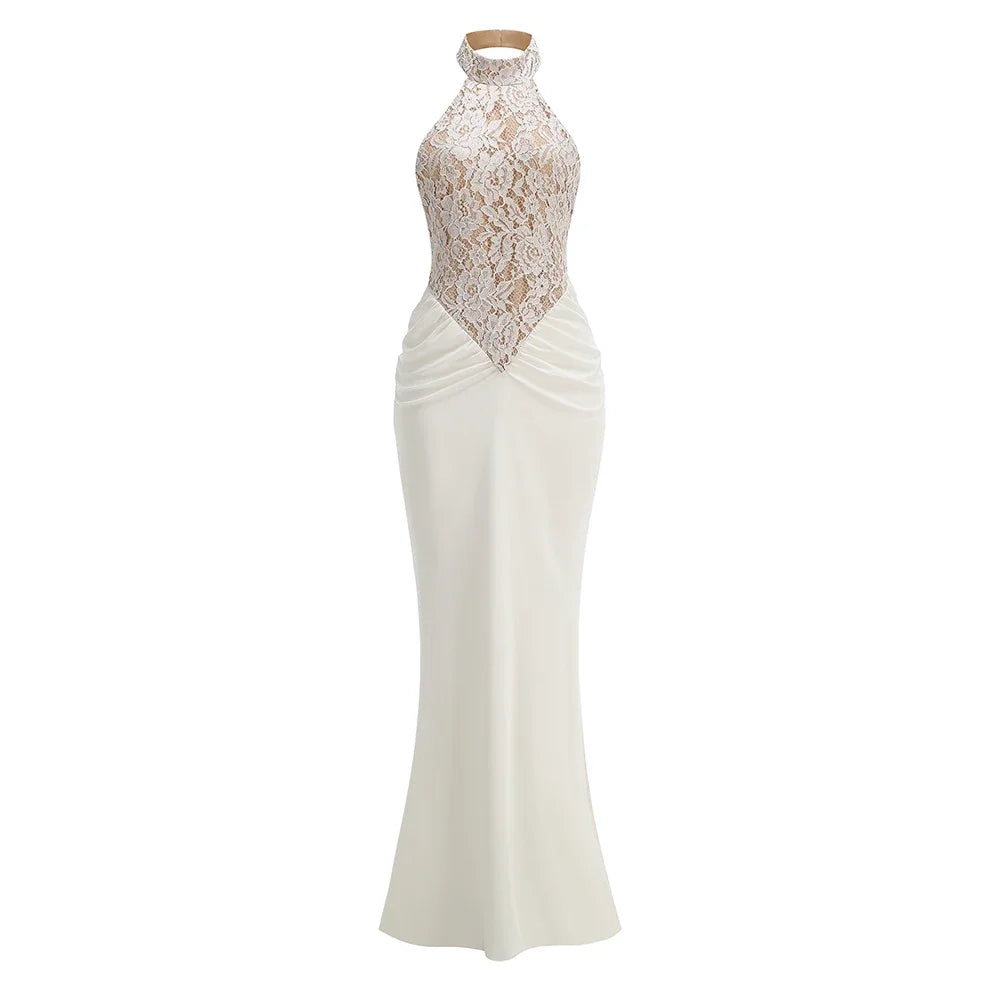 Elegant Evening Gown Lace Floral Bodycon Long Dress