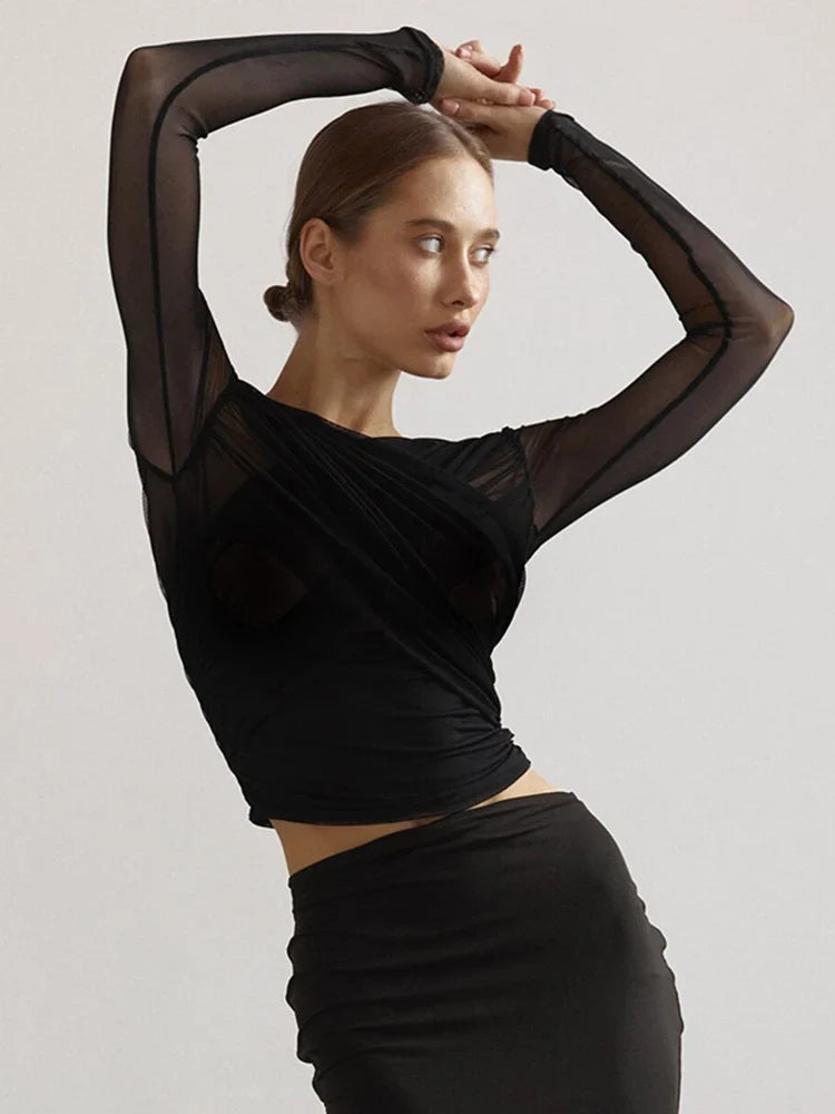 Chic Design Cross Neck Crop Top