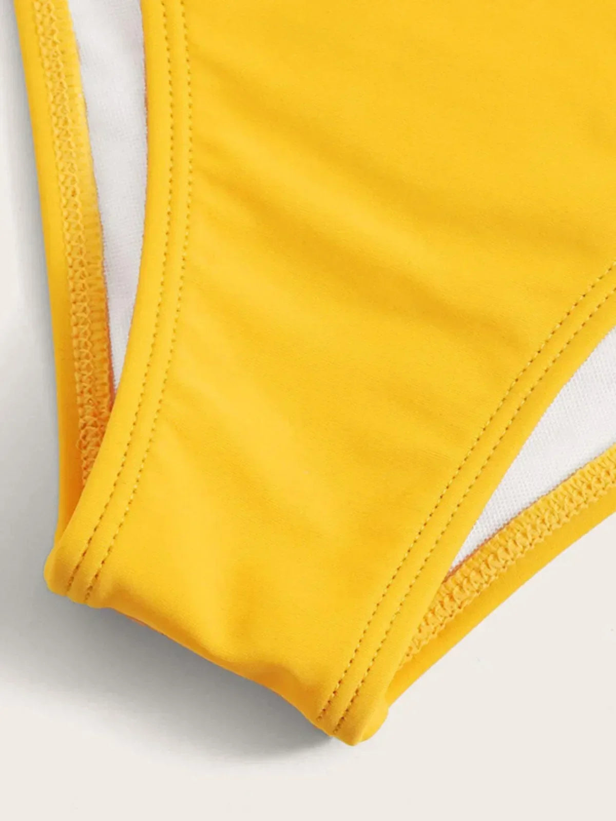 Yellow Flower Print Two Piece Swimsuit