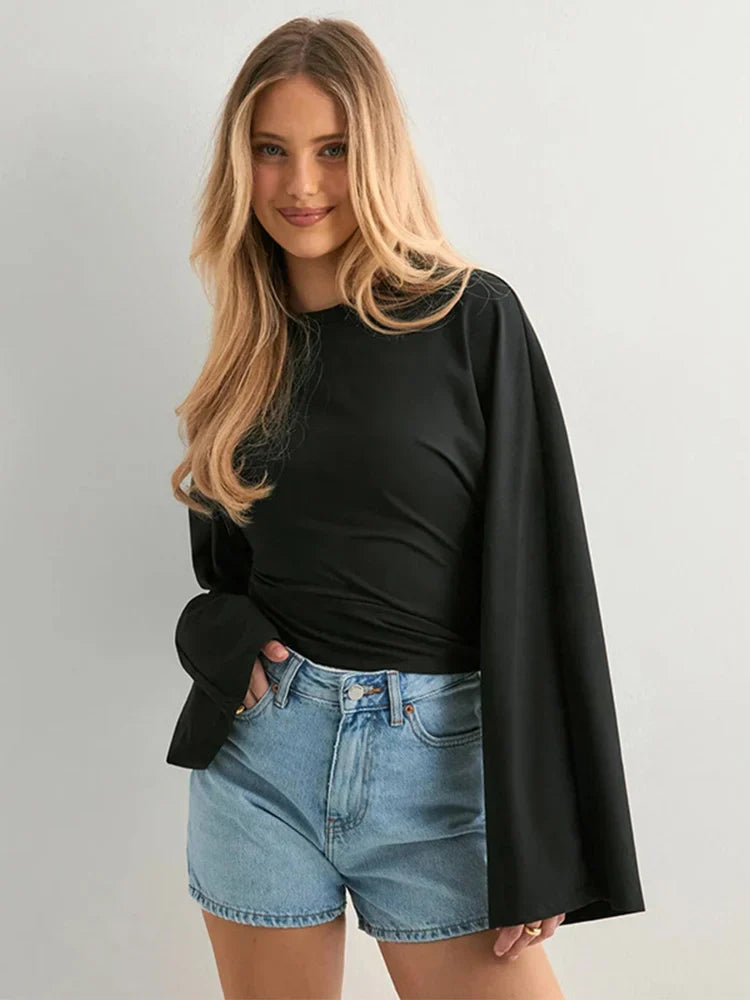 Street Sytle Flare Long Sleeve Cropped T-shirt