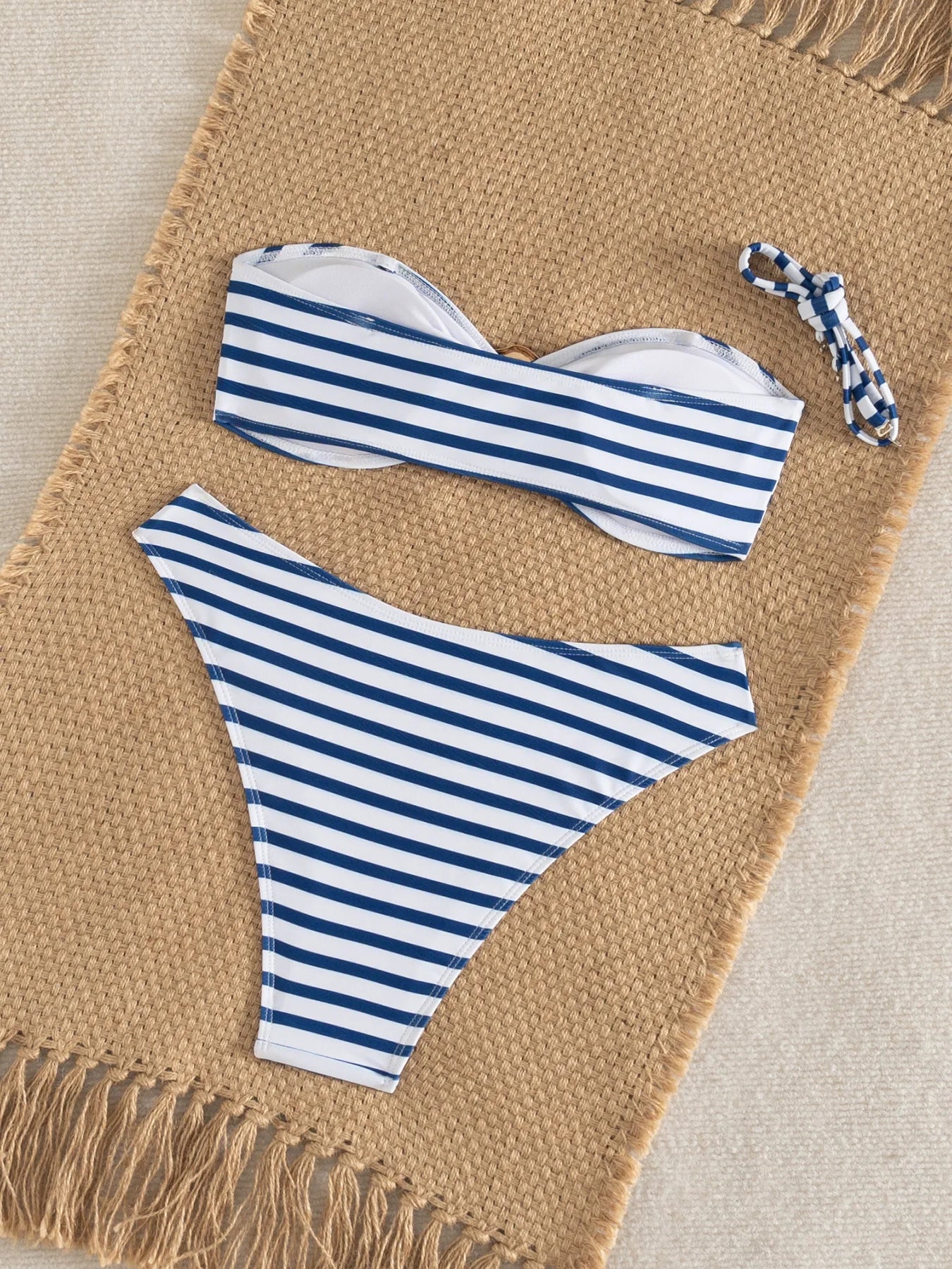Sexy Blue Striped Micro Bikini