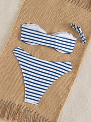 Sexy Blue Striped Micro Bikini