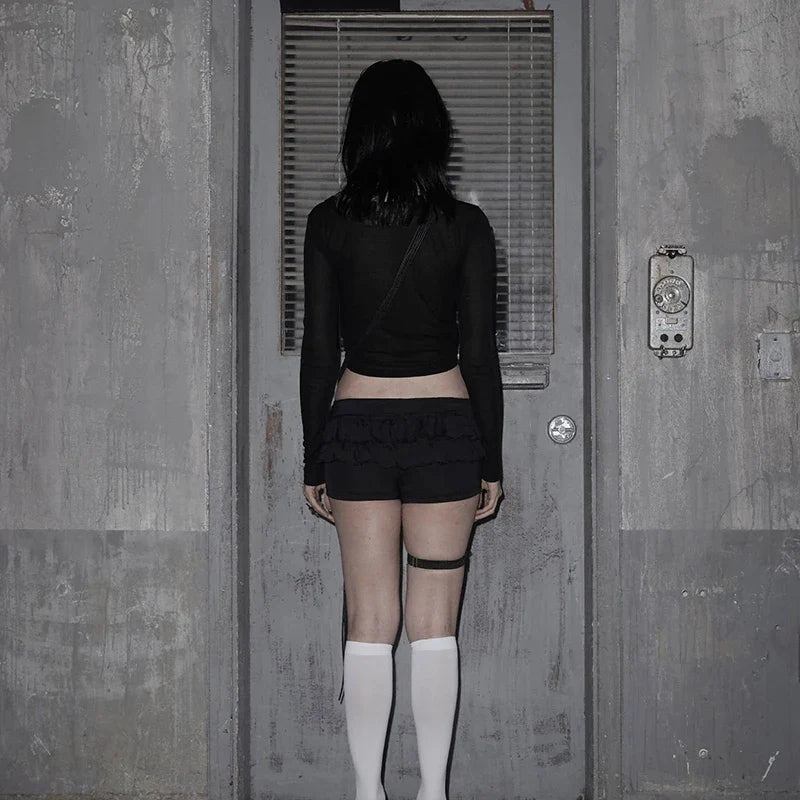Y2K Gothic Long Sleeve Crop Top