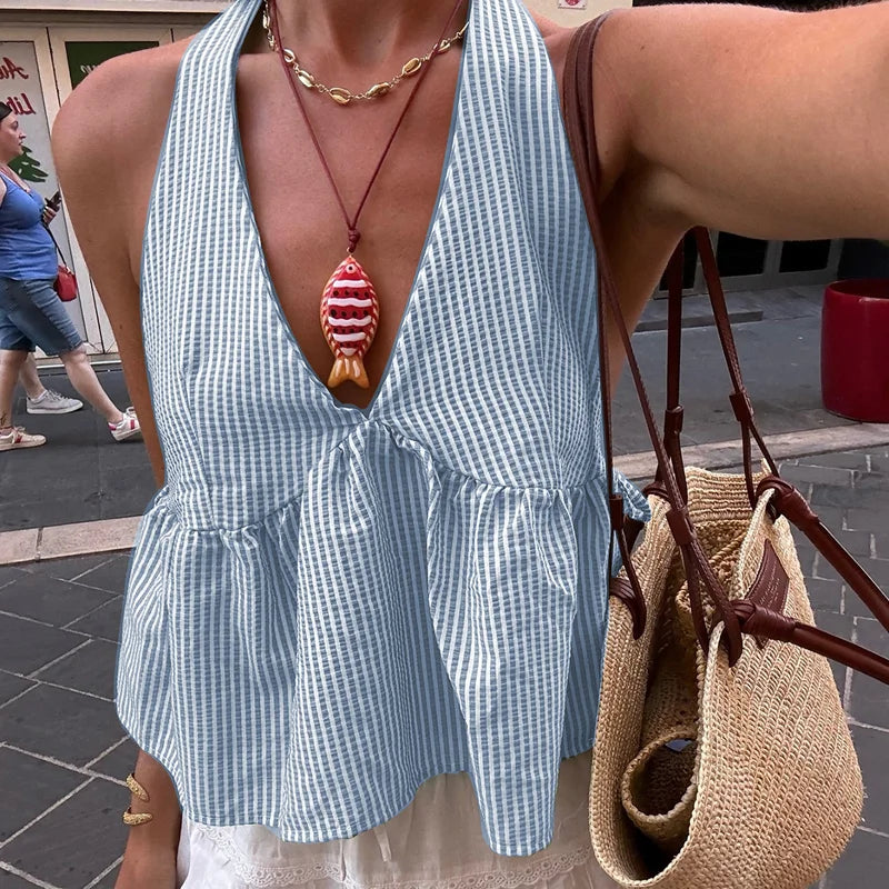 Bohemian Plaid Babydoll Tank Tops