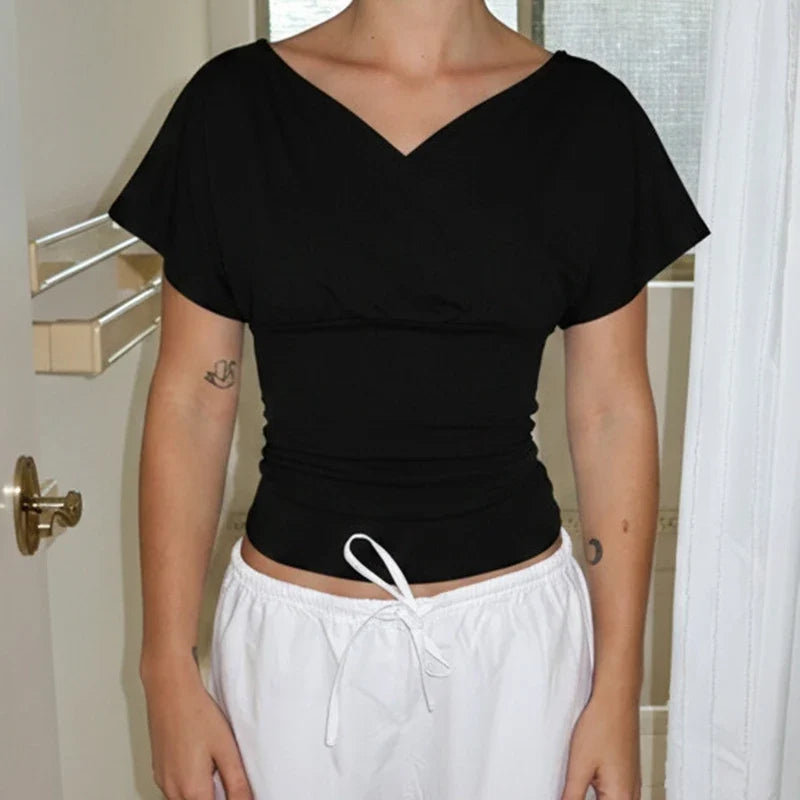 Off Shoulder Wrap Crop Top