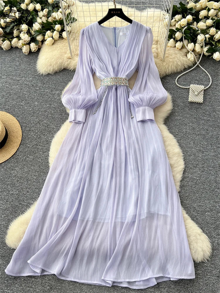 Elegant Chiffon Pleated Dress