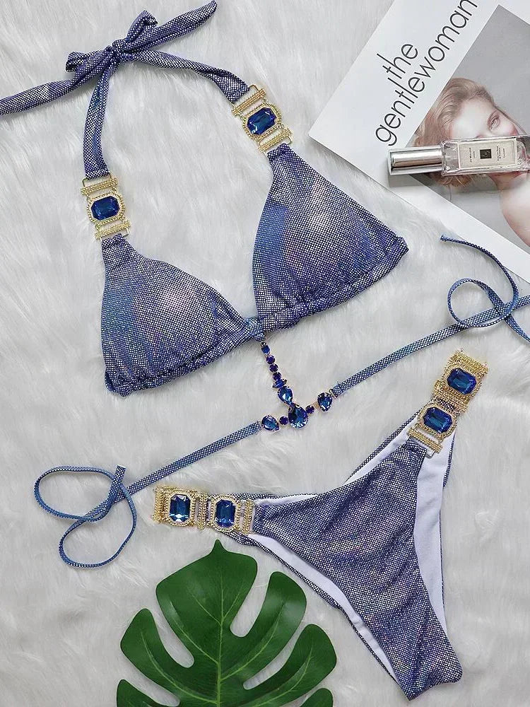 Halter Crystal Rhinestone Diamond Bikini