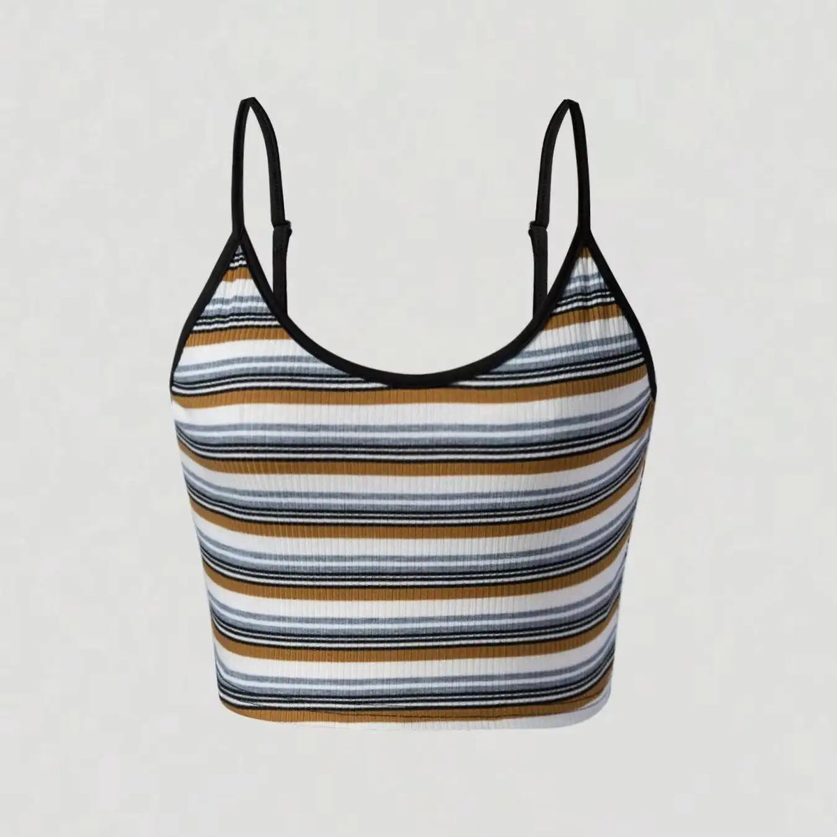 Casual Striped Ribbed Sleeveless Crop Cami Top