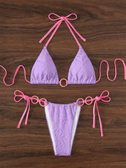 Contrast Ring Linked Criss Cross Micro Swimsuit