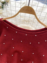 Winter Sexy Beading Knitted Dress