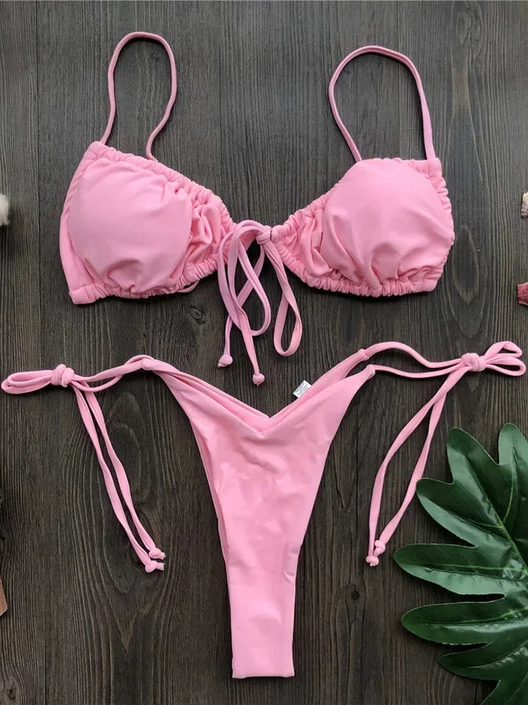 Sexy Ruffle Frilled Micro Thong Bikini