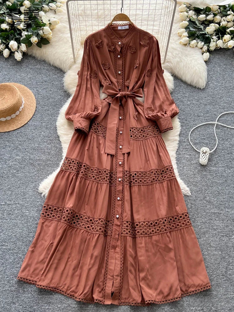 3D Floral Long Dress