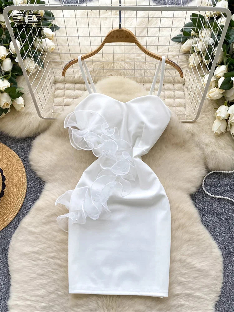 Ruffles Splice Straps Mini Dress