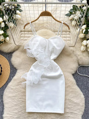 Ruffles Splice Straps Mini Dress