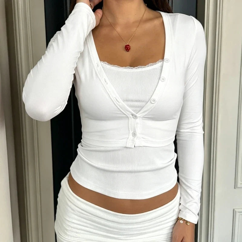 Women's Long Sleeve Open Front Cropped Top